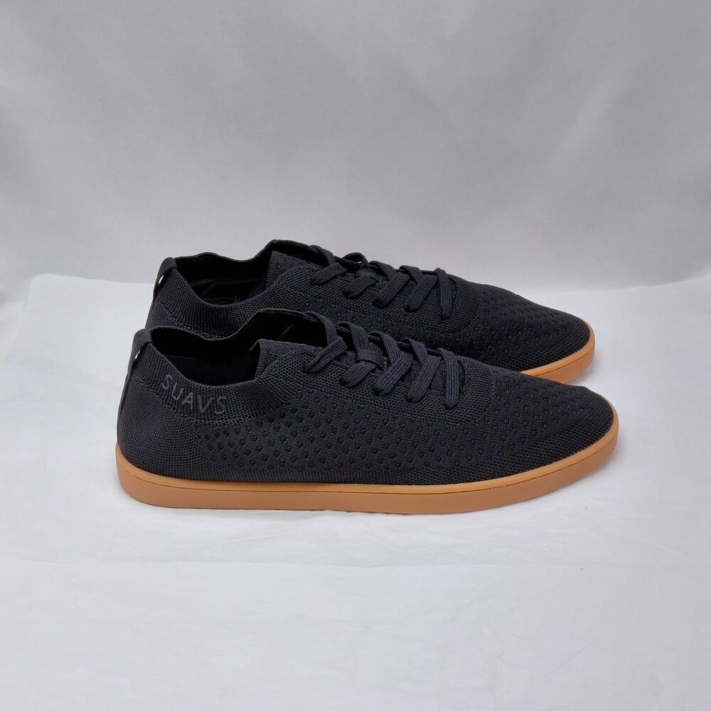 SUAVS The Zilker Men's Knit Sneakers Size 12 Black Gum Bottom Athletic Shoes